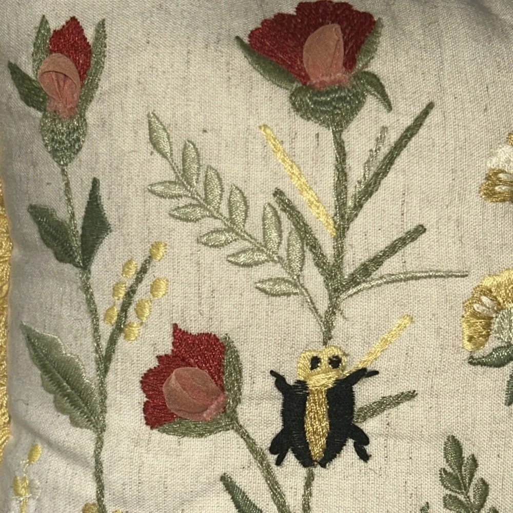 Pier 1 Flower Snail Beaded Embroidered Decorative Throw Pillow 13